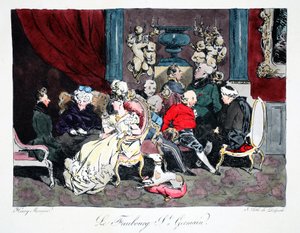Le Faubourg St. Germain, kuvitus Henri Monnierin teoksesta "Six Quartiers de Paris", litografia F.S. Delpech, pubi. Pariisi, n. 1828 (käsinvärinen lito)
